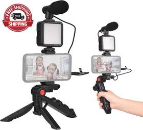 Andoer Vji4250875845224oq Smartphone Vlog Kit Mini Led Video Light Cardioid Microphone Extendable Phon
