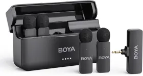 By-v4 Boya 4 Wireless Lavalier Mics For Cameras Dslr Camcorders Charging Case