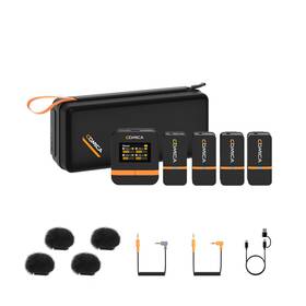 Comica 198168241707 Vimo Q 4 Channel Mini Wireless Lavalier Microphone Video Recording 4tx Rx