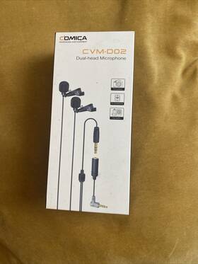 Comica Cvm-d02 B4.5m Dual-head Lavalier Omnidirectional Condenser Mic For Dslr And Smartphone -