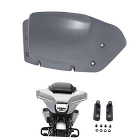 Kiawnia Rmf20 10 Inch Wave Windshield Windscreen Wind Splitter Compatible For Harley Dark Smoke