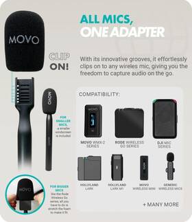 Movo 445007461431 Wmx-hm Mic Handle For Dji Rode Wireless Go Hollyland Lark And Mor