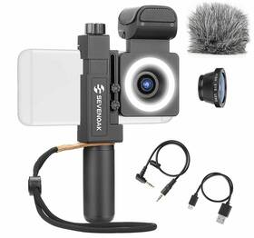 Movo 817711021466 Smartcine Universal Smartphone Video Rig With Microphone Light Grip And Lenses