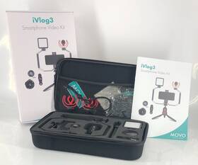 Movo 817711023460 Ivlog3 Smartphone Video Bundle Vxr10-pro Microphone Mini Tripod Led Light
