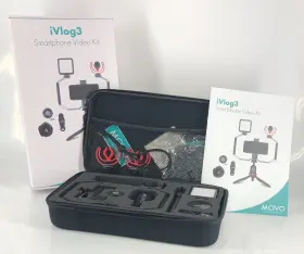 Vxr10-pro Movo 817711023460 Ivlog3 Smartphone Video Bundle Microphone Mini Tripod Led Light