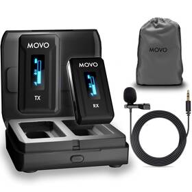 Movo 817711024702 Wmx-2 Wireless Camera Microphone With Charging Case - Lavalier Mic For Dslr C