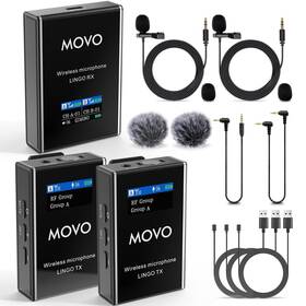 Movo 817711024931 Lingo-duo 48-channel Uhf Wireless Lavalier Microphone System For Camera - Lav