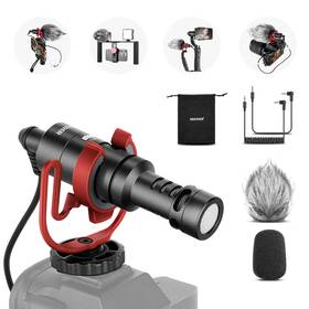 Neewer 21000039 Video Microphone For Phone On Camera Mic Kit With Shock Mount Cm14
