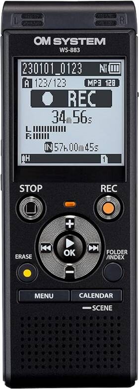 Om System V420340bu000 Olympus Ws-883 Digital Voice Recorder Linear Pcm/mp3 Recording Black