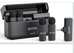 Boya BY-V4 W/ Wireless Microphones For Cameras Dslr Camcorder & Charging Case Open. Price: $85.98.