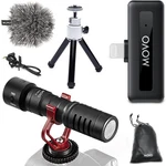 Movo VXR10-WM-L Shotgun Mic With Lightning Wireless Adapter And Tripod New. Price: $69.95.